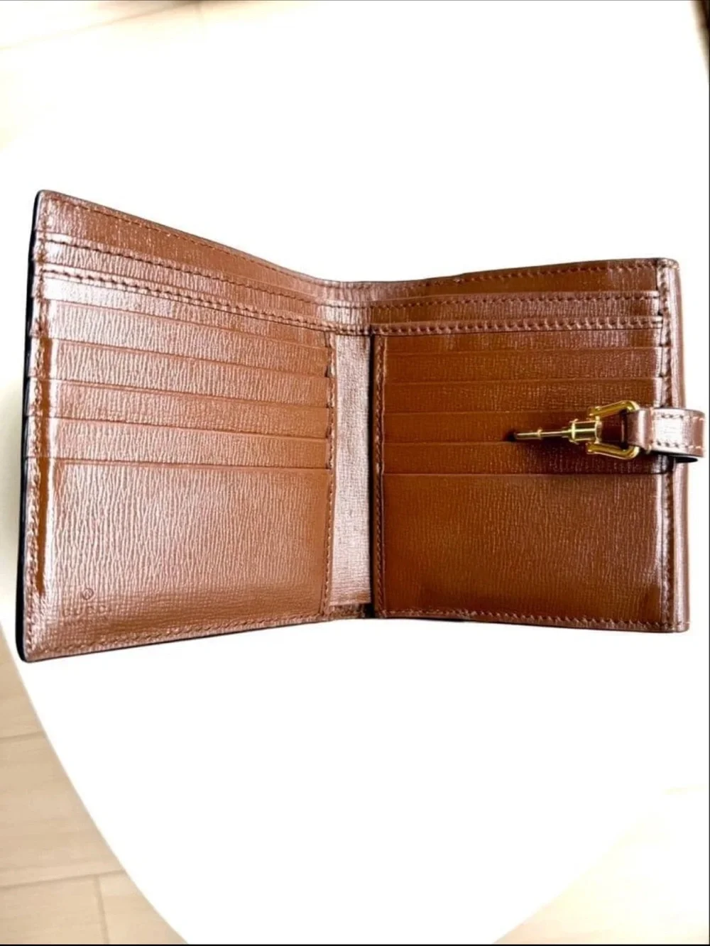 Gucci Brown GG Canvas Wallet with Green & Red Stripe